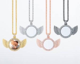 Sublimation Pendant Necklace With Chain And Open P O Wings Elegant